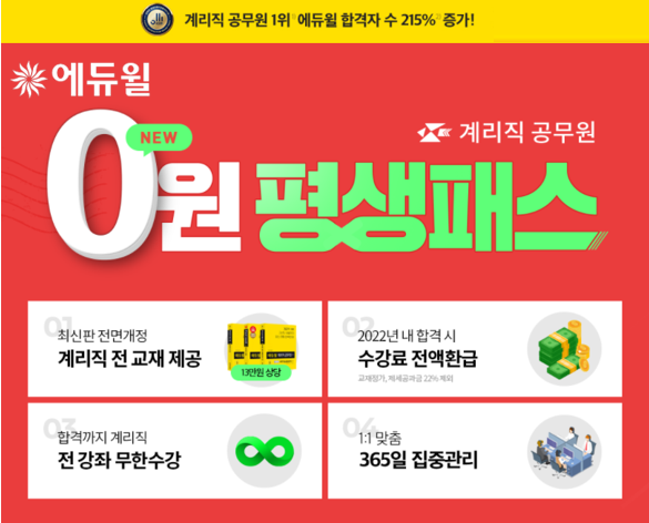 [에듀윌-보도자료] 200813_에듀윌, 계리직공무원 합격하면 수강료 환급받는 ‘0원 평생패스’ 출시.png